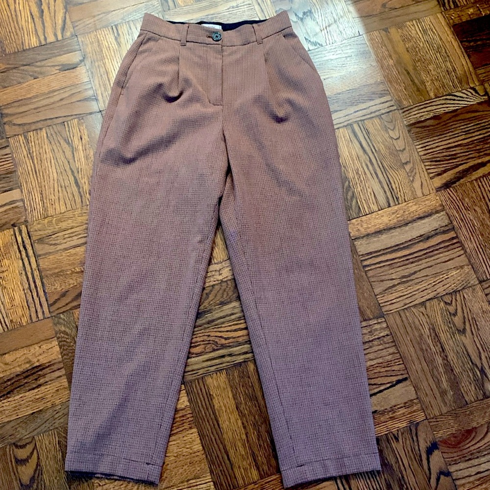Aritzia Tailored High-Waist Trousers in plaid